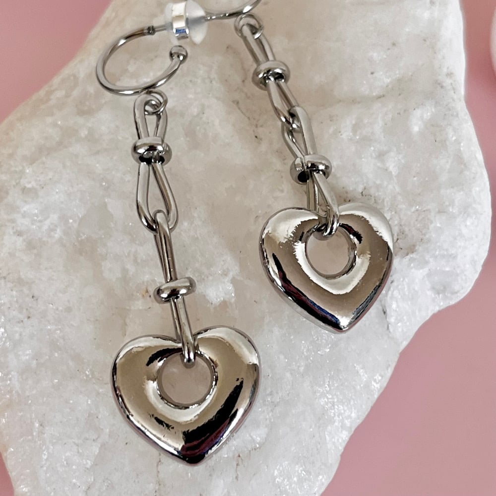 Image of Heart and Chain Half Hoops