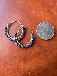 Image 2 of AZURA — Lapis Lazuli Swing Hoop Earrings