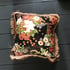 Japanese floral chrysanthemum print cushion cover with gold pink or black fringe Image 4