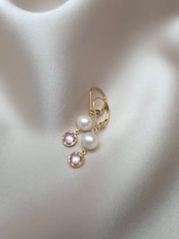 Image 2 of Boucles d'oreilles zircon rose perle de culture 
