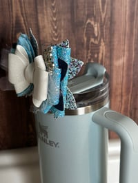 Image 2 of Cinderella Princess Inspired Glitter Tumbler Straw Topper Bow