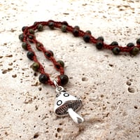 Image 1 of Bloodstone Mushroom Necklace
