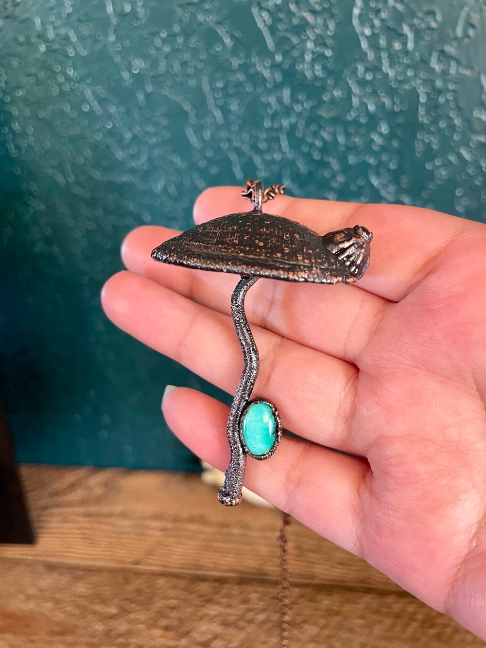 Mushroom Pendant with Turquoise