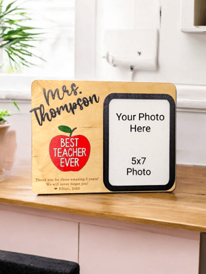 Image of Personalized Wooden Teacher Photo Frame, Teacher Appreciation Gifts, Cute Gifts for Teachers, Custom