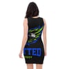 BOSSFITTED Black Neon Green and Blue Sublimation Cut & Sew Dress