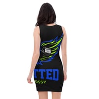Image 4 of BOSSFITTED Black Neon Green and Blue Sublimation Cut & Sew Dress
