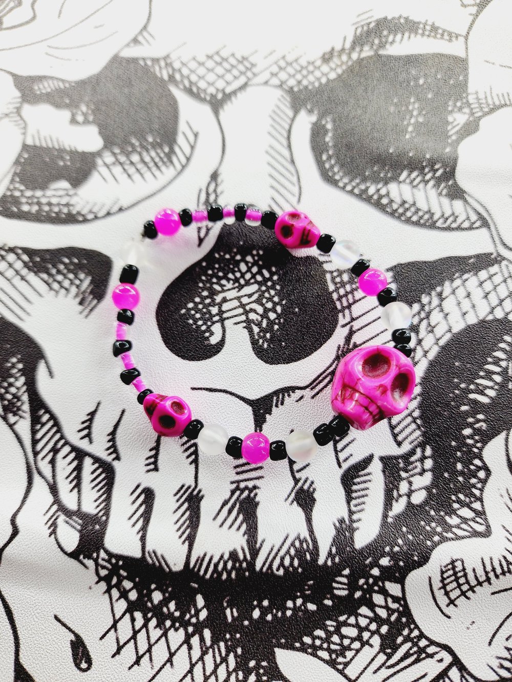 Image of Hot Pink Skulls and Opal Moonstone