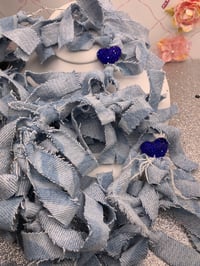 Image 4 of Denim Tassel Hoop   Earrings