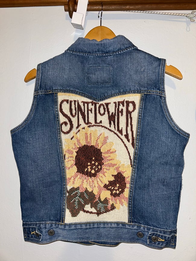 Sunflower Denim Vest, size XL
