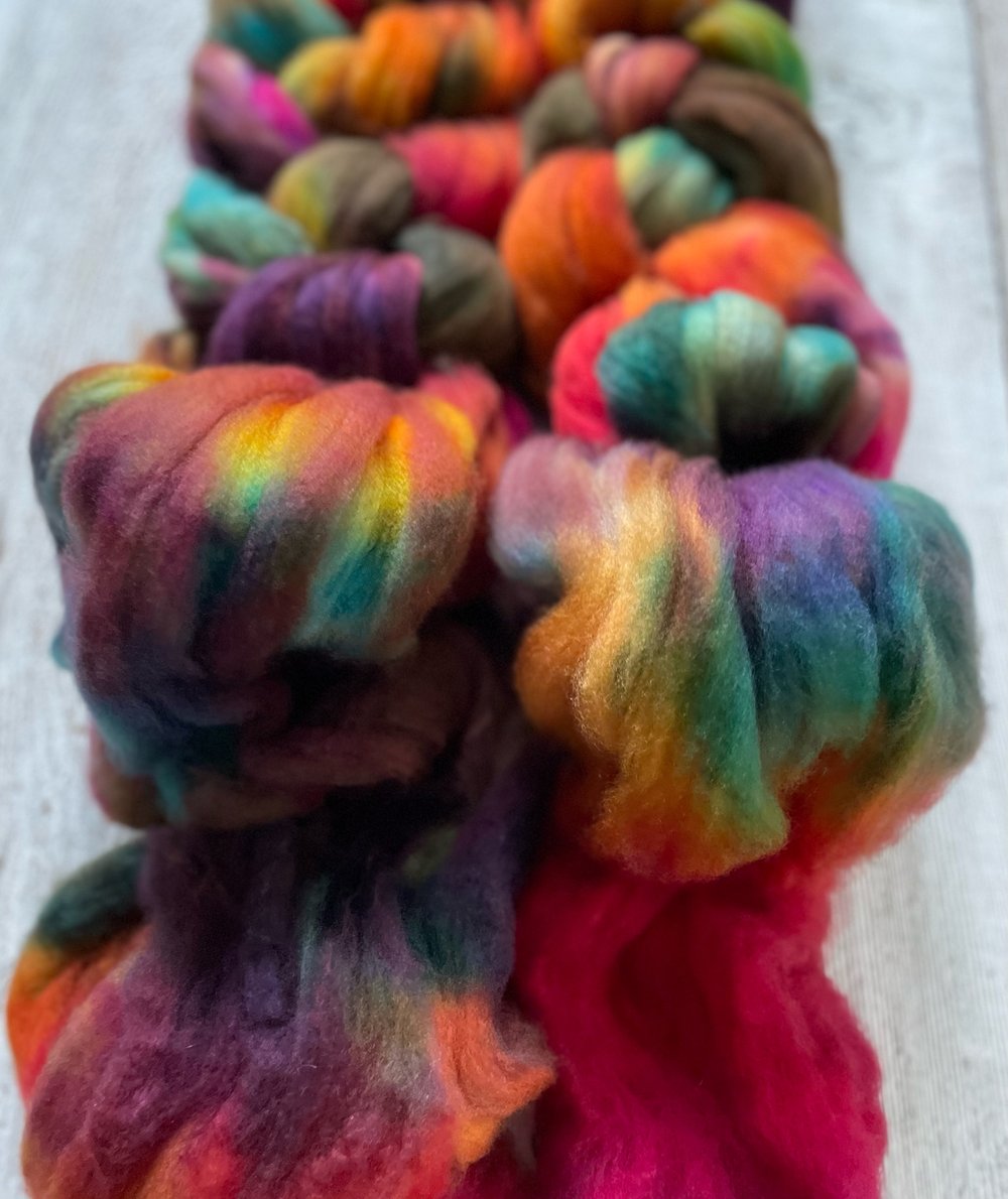 Rainbow Rust, on Super Soft: 80% fine SW Merino, 20% Cashmere