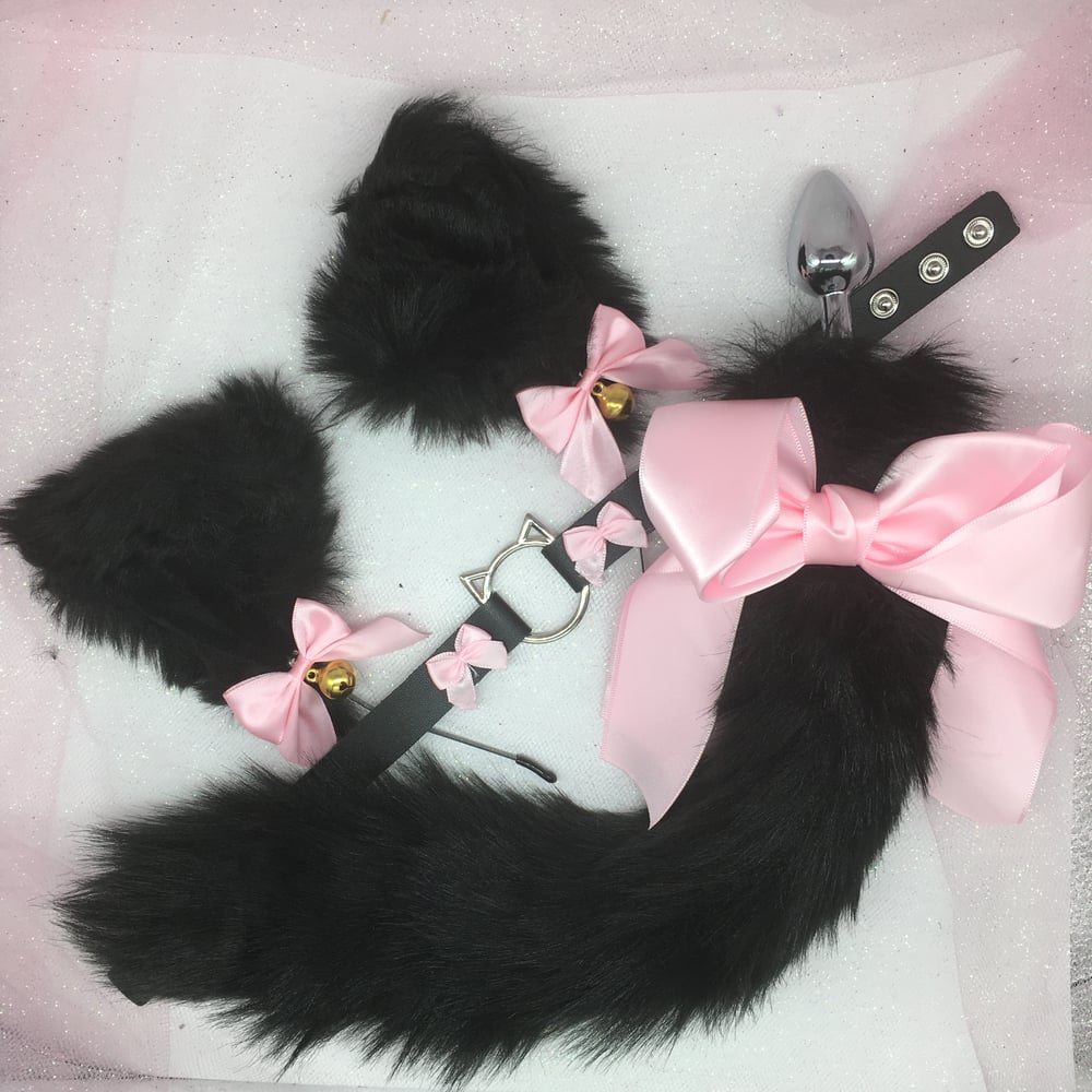 Black / pink bow kitten PetPlay 🐈‍⬛ 