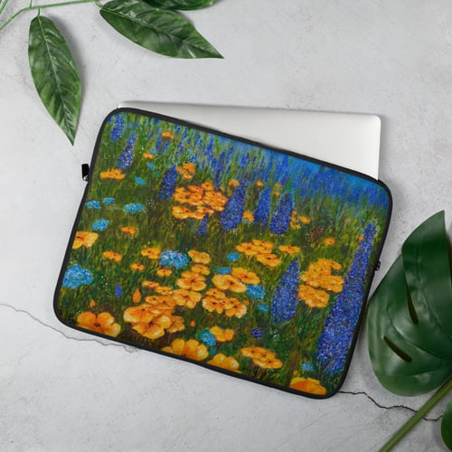 Image of Enchanted Meadow Blue Laptop Sleeve