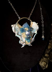 Image 3 of Blue Amethyst Bisected Mink Skull - Necklace