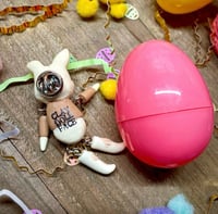 Image 2 of Kitschy Easter Bunny| Dangle Pin| Clay Doll Face