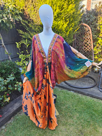 Image 4 of Wanderlust maxi dress Sari tie dye Red n Orange upto 8-18 uk