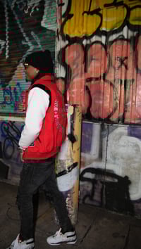 Image 2 of Red “Worldwide” Varsity Jacket