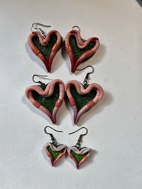 Image 3 of Heart Earrings with “moss”