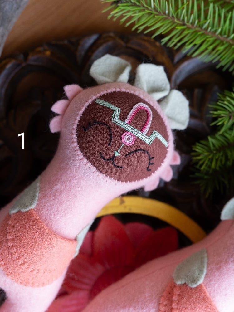 Image of Pink and Salmon Wool Felt Space Friends