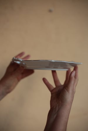 Image of Dekorativer Teller mit Heckenrosen bemalt  und Griffen