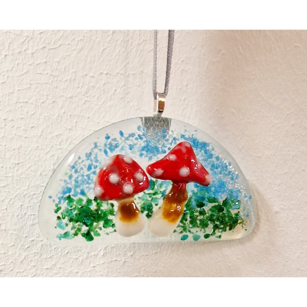 Image of Fused Glass Mini Toadstool Rainbow 