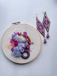 Image 5 of Pink & Purple Fiber Art Pack | Weaving, Earrings & Embroidery Set