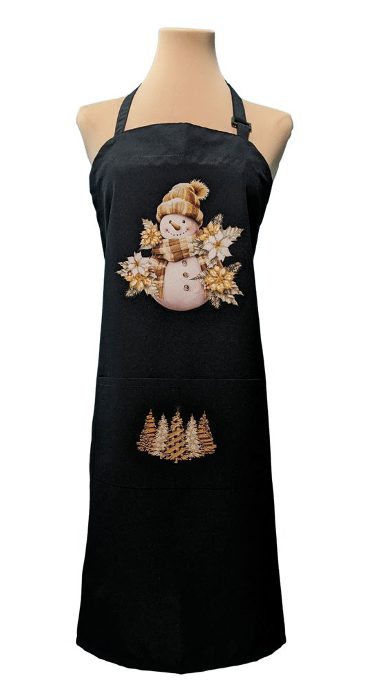 Image of Golden Stowman Christmas Apron (black)