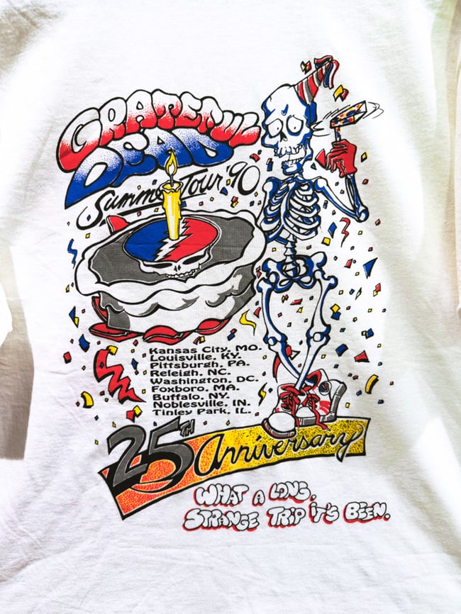 Grateful Dead 1990 Tour 25th Anniversary Lot T-Shirt - Fits L