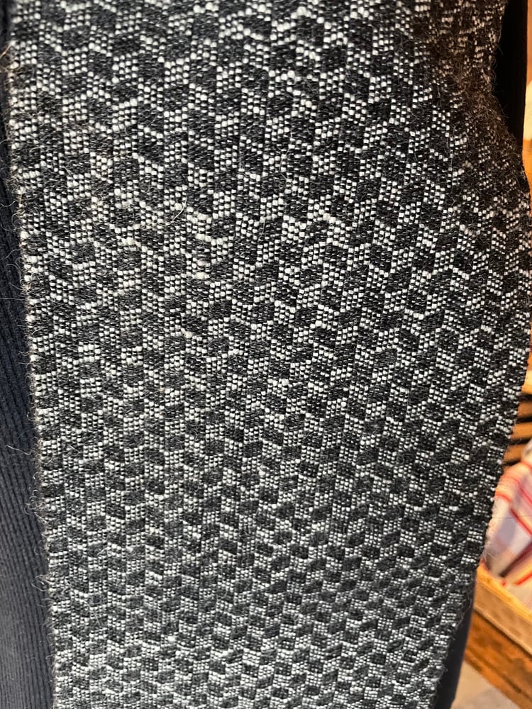 Image of Handwoven “3-D” scarf.  Black & White (# 21335)