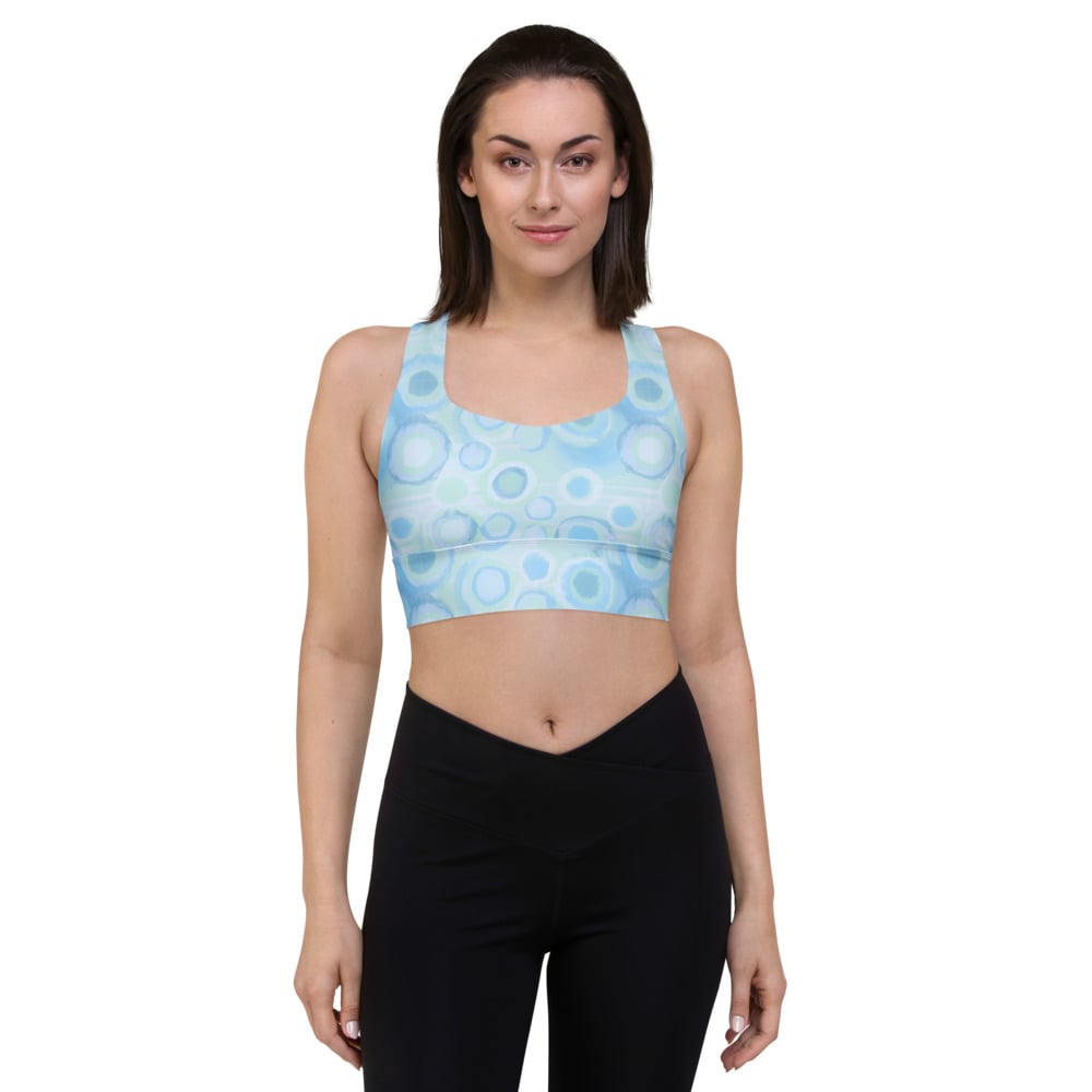 Image of Bubbles blue Longline sports bra