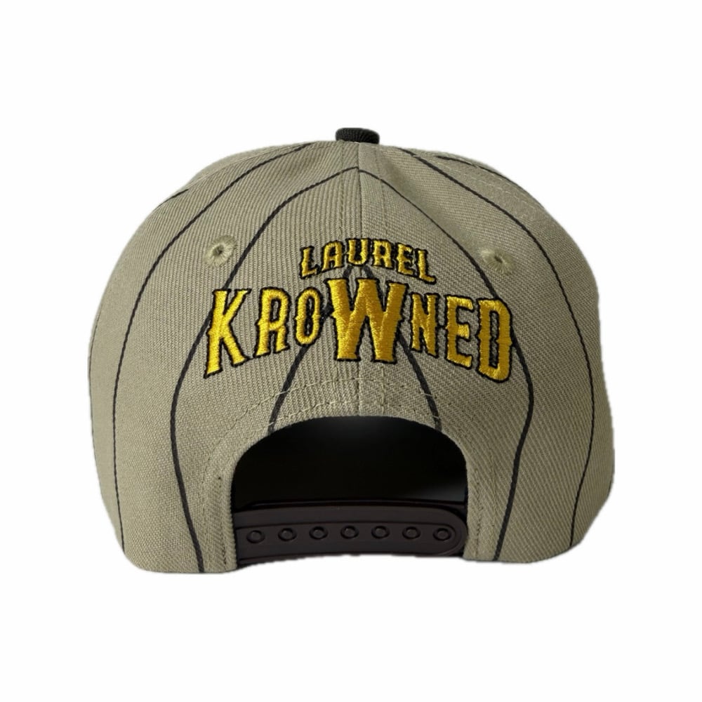 Image of "1904" Baseball Hat (Tan Pinstripe/Brown/Yellow Gold)