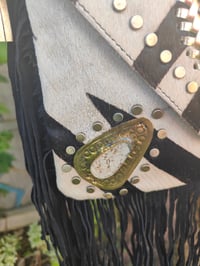 Image 3 of Yellowstone cross over body bag fringes / Moroccan stone ZEBRA