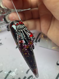 Image 1 of Xl Skeleton Hand Red Crystals ( 2pc) 