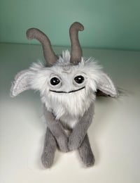 Image 1 of Weighted Happy Monster w/ Tail -  Silver Gray