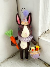 Chocolate Dutch Rabbit with Carrot and Basket of Chicks I
