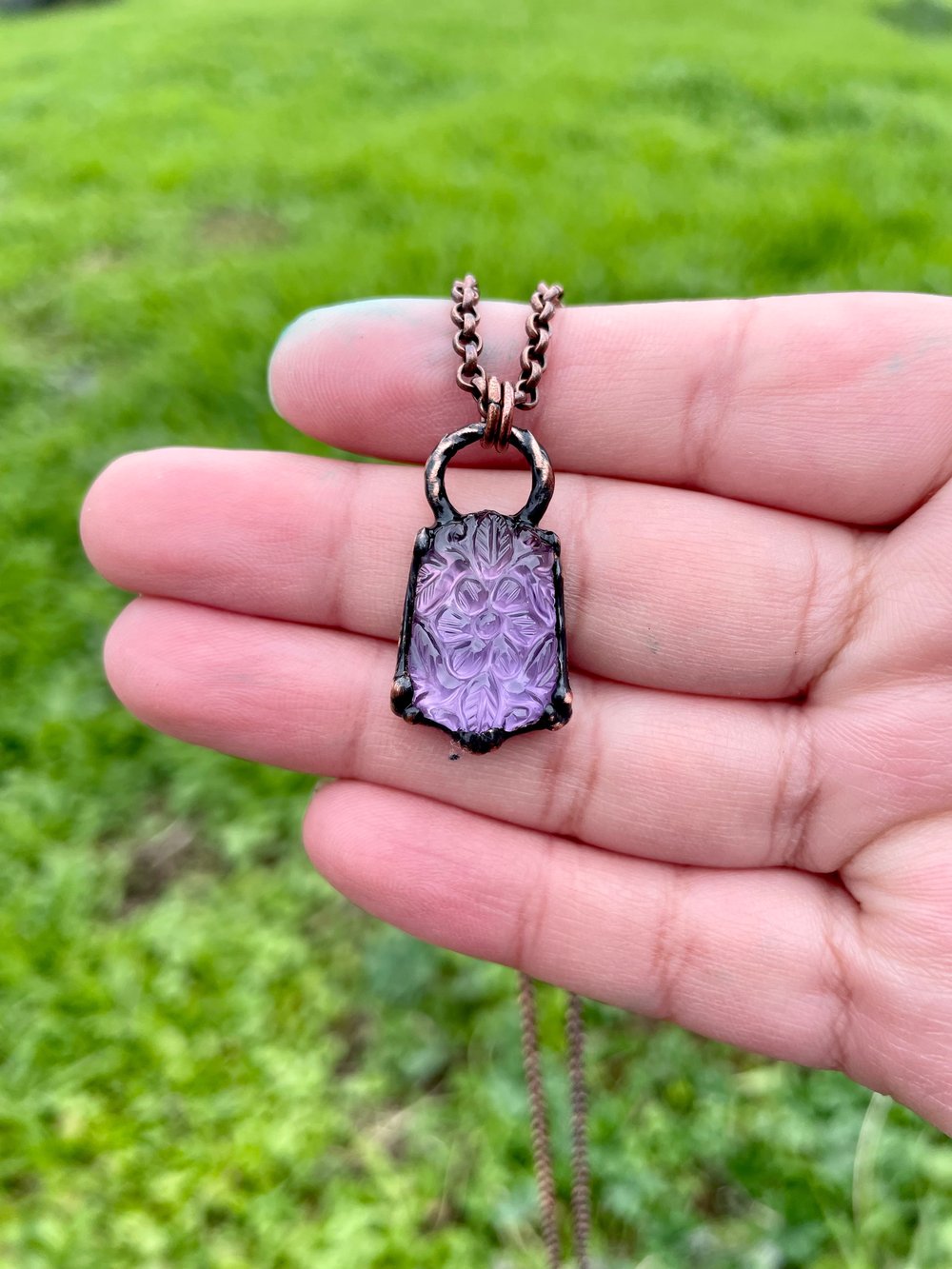 Carved Amethyst Pendant 