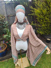 Image 1 of Pefkos co ord sarong set beige and mint