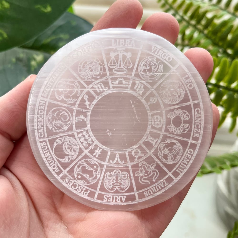 Zodiac Selenite Plate