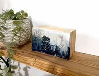 Image 1 of Tiny Silver Shed Landscape on wooden block