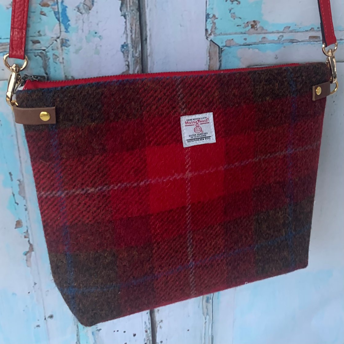 Image of Harris Tweed Crossbody with leather straps