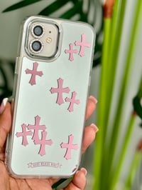 Crossed pink & silver