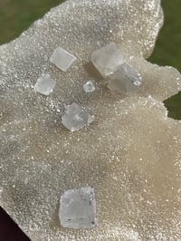 Image 8 of QR Code Fluorite On Druzy Quartz Matrix Specimen| Guizhou China #2943