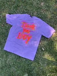 Image 2 of Lavender T Shirt with fluro orange uv text (XL)