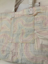 Image 2 of B90 denim patchwork rainbow squiggle quilting