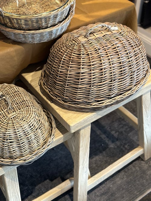 Image of Oval Rattan Food Cloche and Tray
