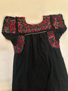 early 70s noir Oaxacan hand embroidered dress