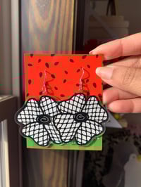 Image 1 of Handmade Acrylic Keffiyeh Flower Earrings