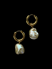 Image 1 of Chunky baroque hoop earrings 