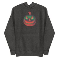 Image 16 of Long Sleeve Hoodie (Adult M/F) - Jack O Lantern Retro Orange Glow
