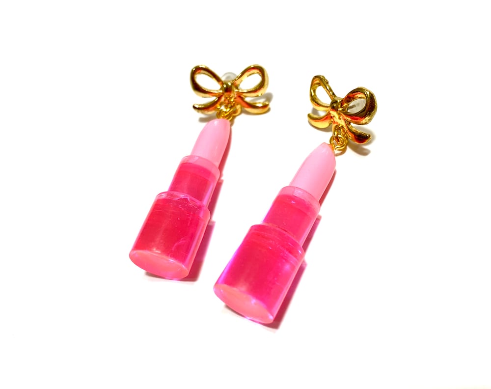 Image of Bubblegum Pink Lipstick Statement earrings