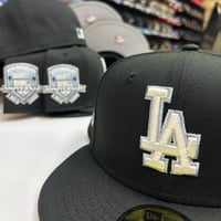 Image 1 of New Era 59Fifty Black- Metallic Blue Gray